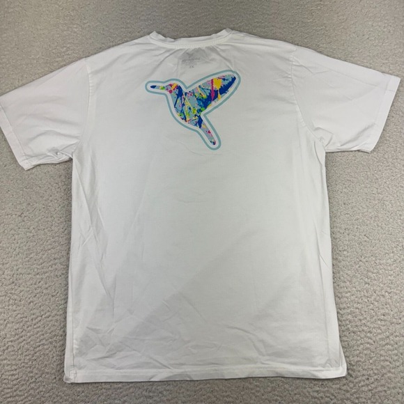 Birddogs T Shirt Mens XL Stretch Crew Neck Hummingbird Graphic Casual White - Picture 4 of 6